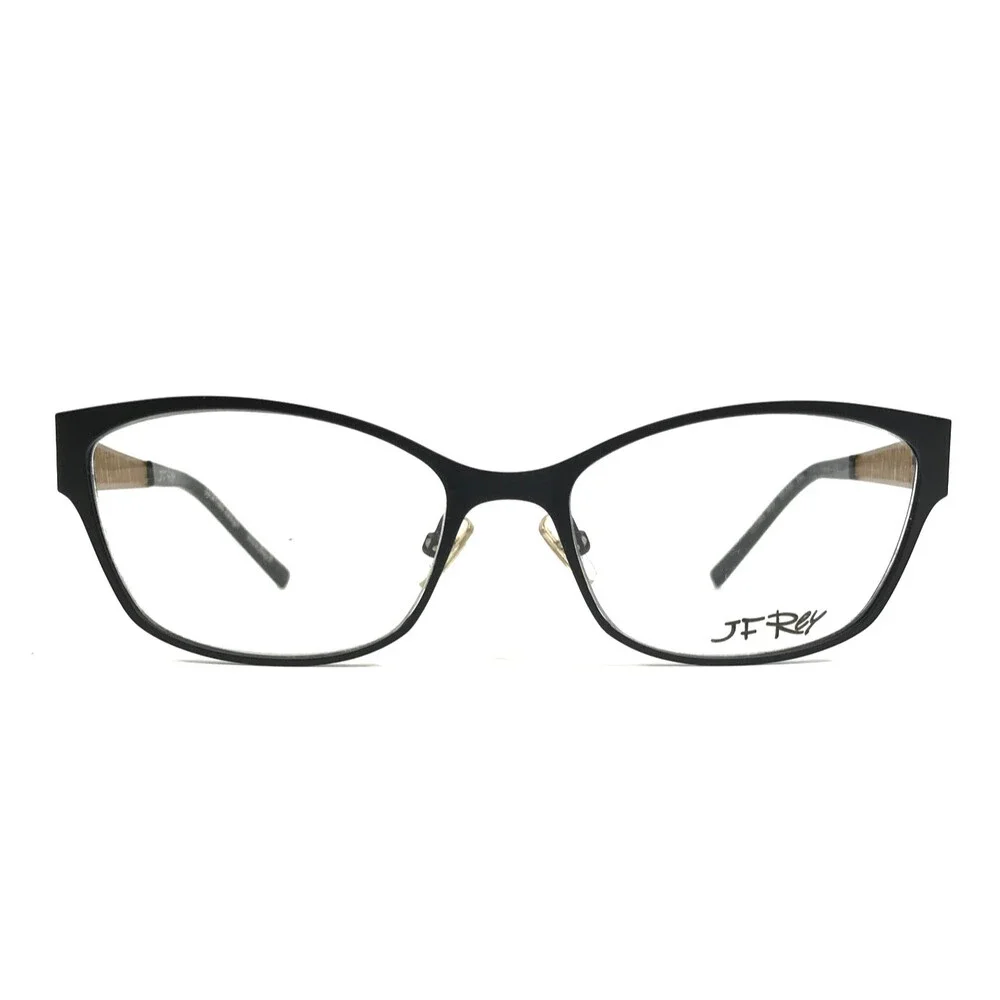 J.F. Rey Eyeglasses Frames JF2588 0055 Matte Black Gold Woven Ribbed 54-16-140